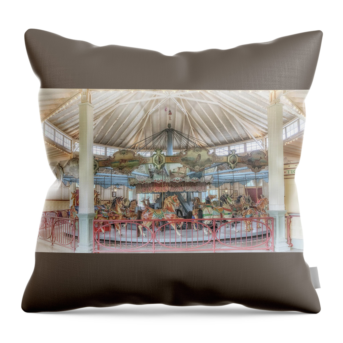 Carousel Throw Pillow featuring the photograph Dentzel Carousel by Susan Rissi Tregoning