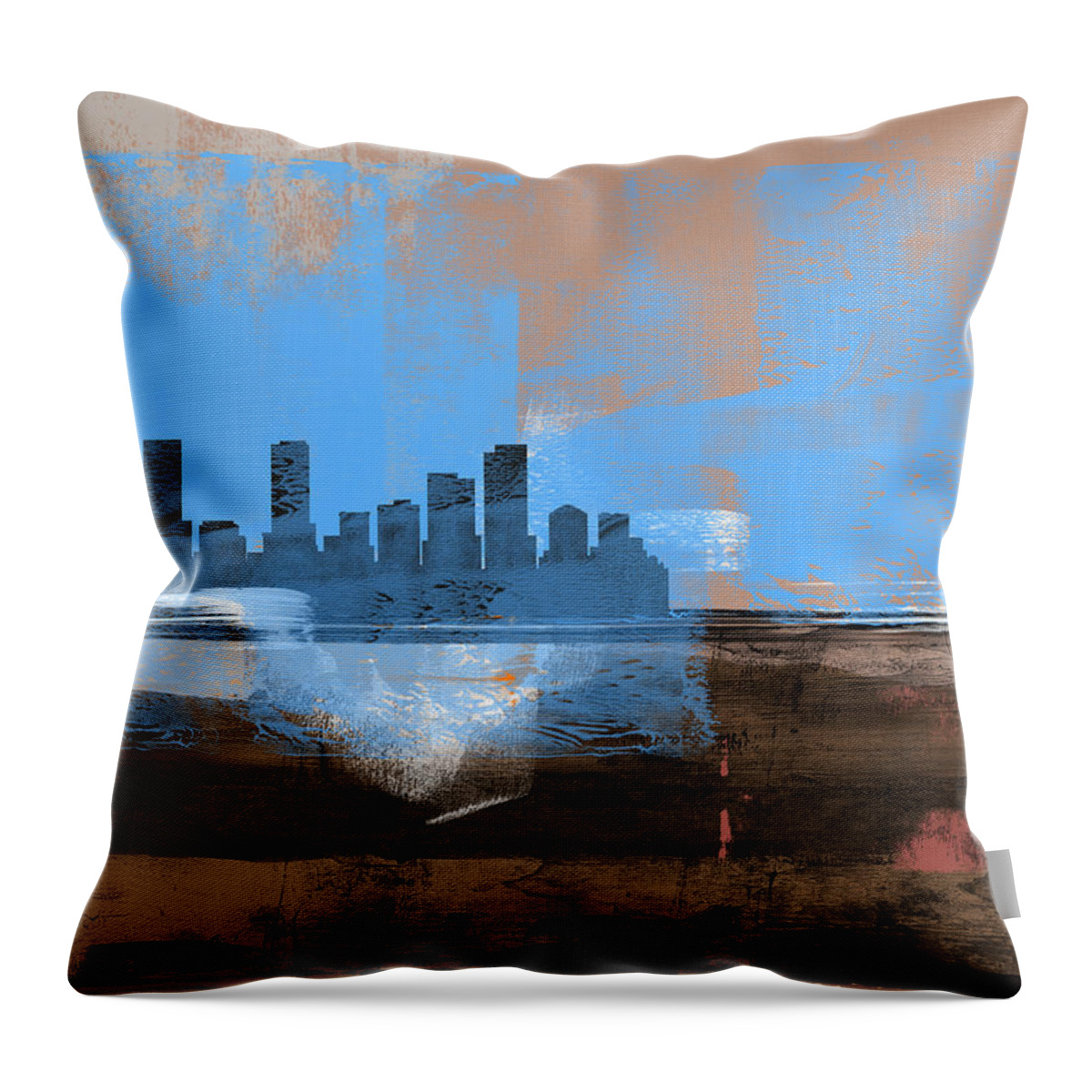 Denver Throw Pillow featuring the mixed media Denver Abstract Skyline I by Naxart Studio