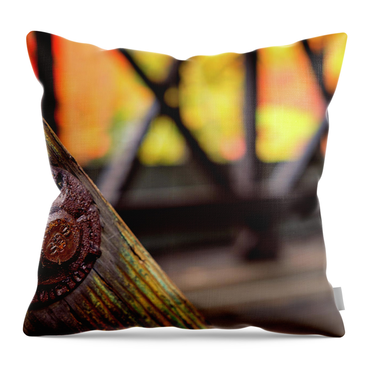 Autumn Throw Pillow featuring the photograph Details On A Covered Bridge by Jeff Sinon