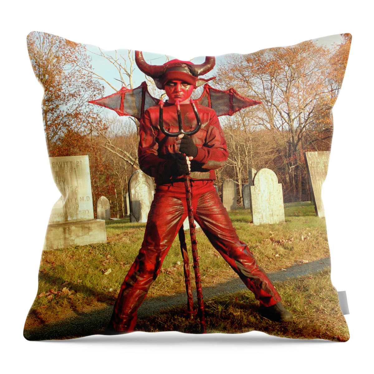 Halloween Throw Pillow featuring the photograph Devil Costume 2 by Amy E Fraser