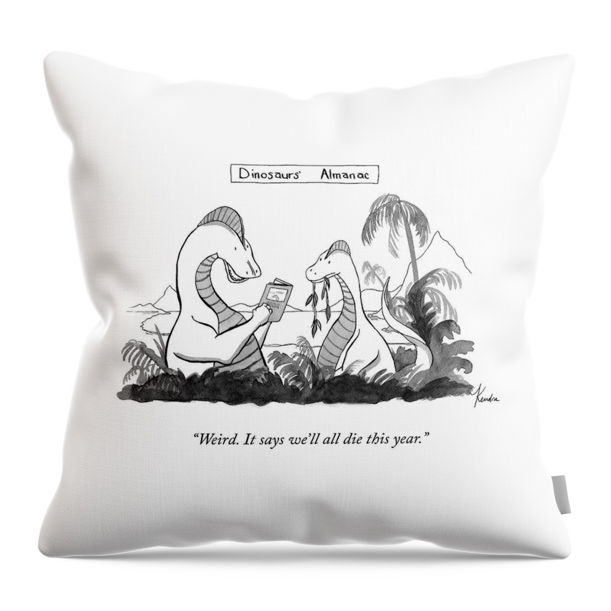 Dinosaur's Almanac Throw Pillow
