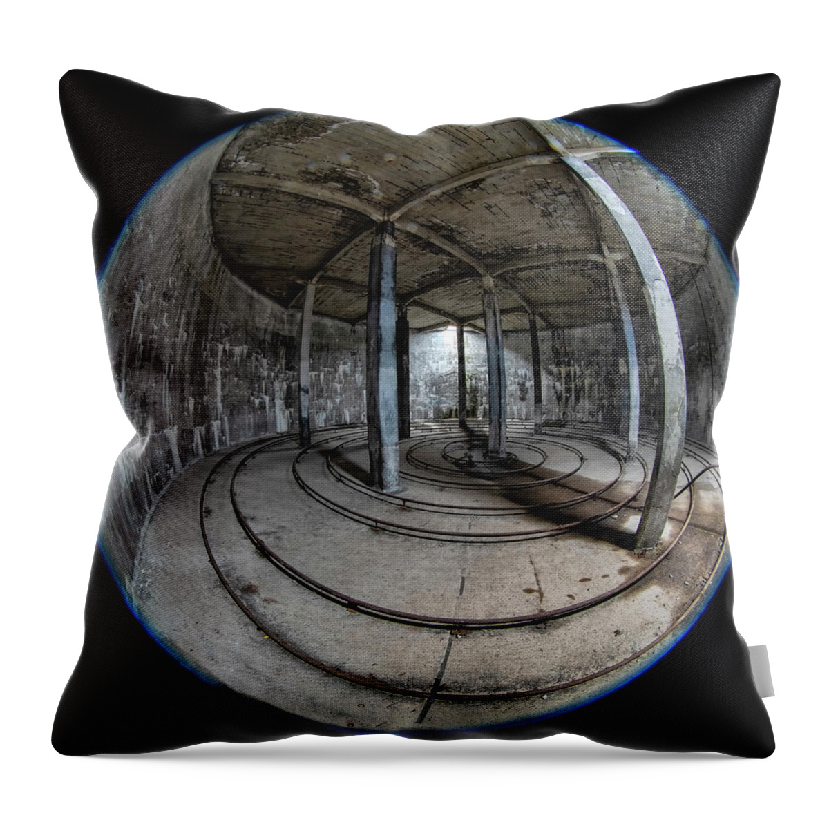 Iceland Throw Pillow featuring the photograph Djupavik Cannery Herring Oil Tank by Tom Singleton