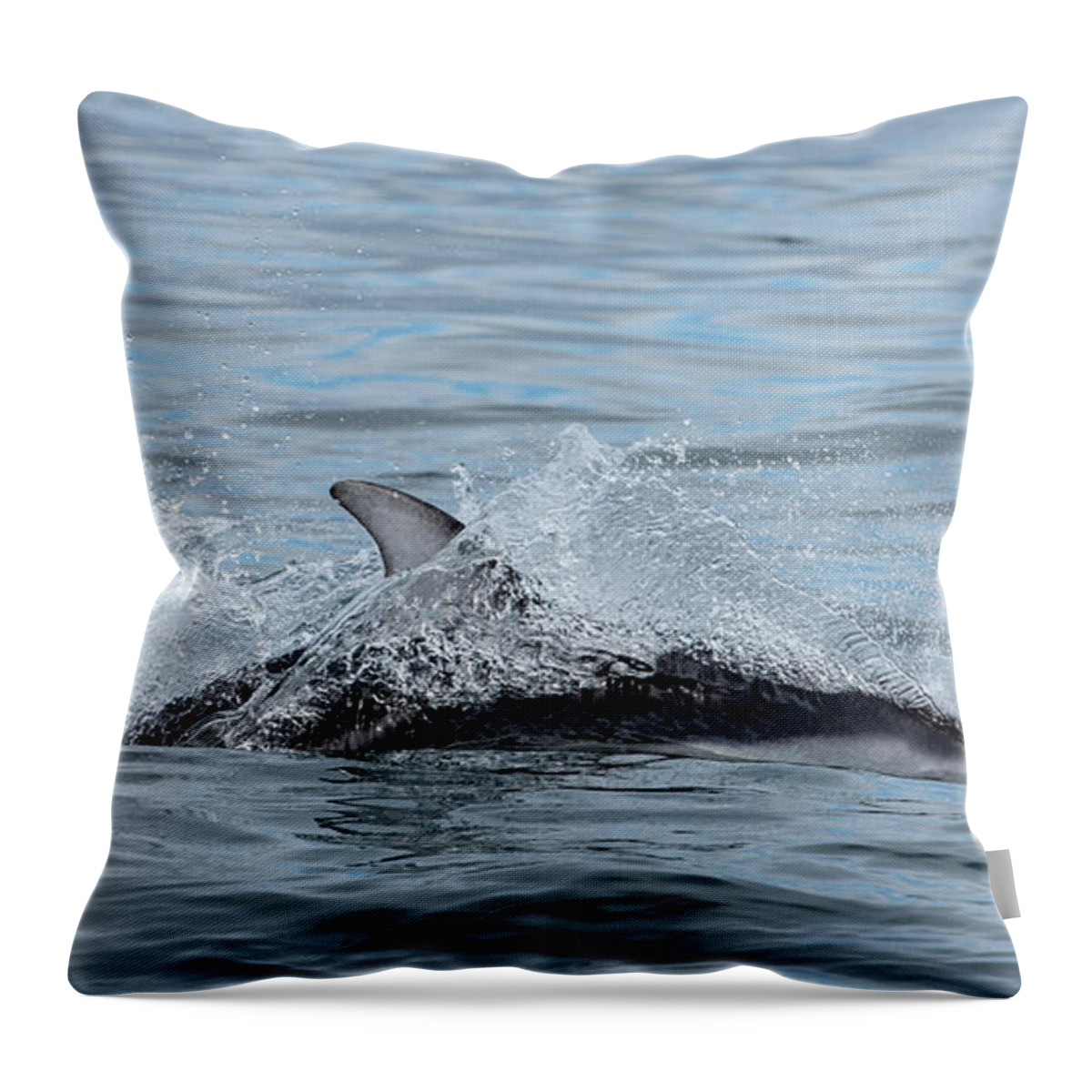 White Throw Pillow featuring the photograph Dolphin by Canadart -