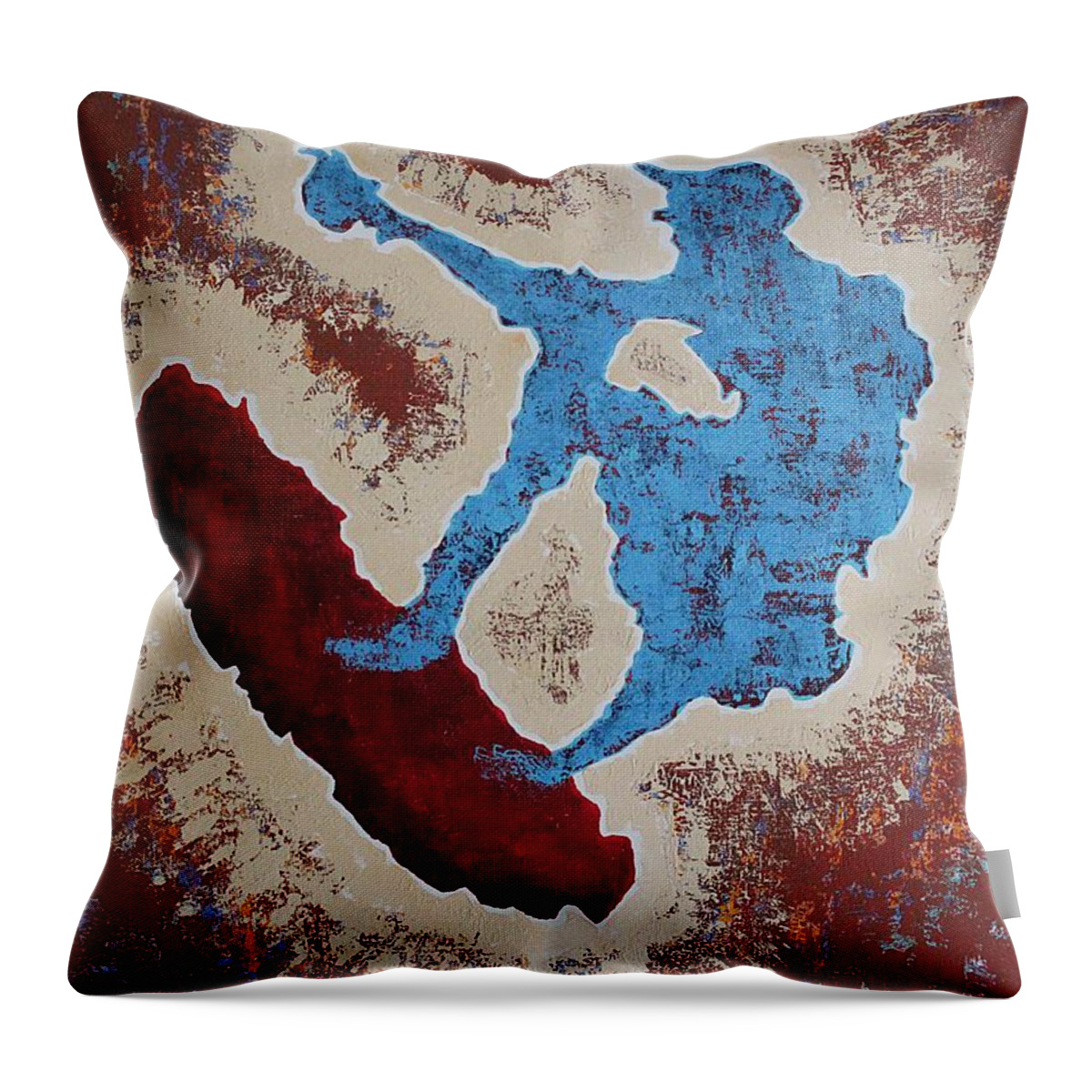 Don Quixote Throw Pillow featuring the painting Don Quixote on a Surfboard by Sol Luckman