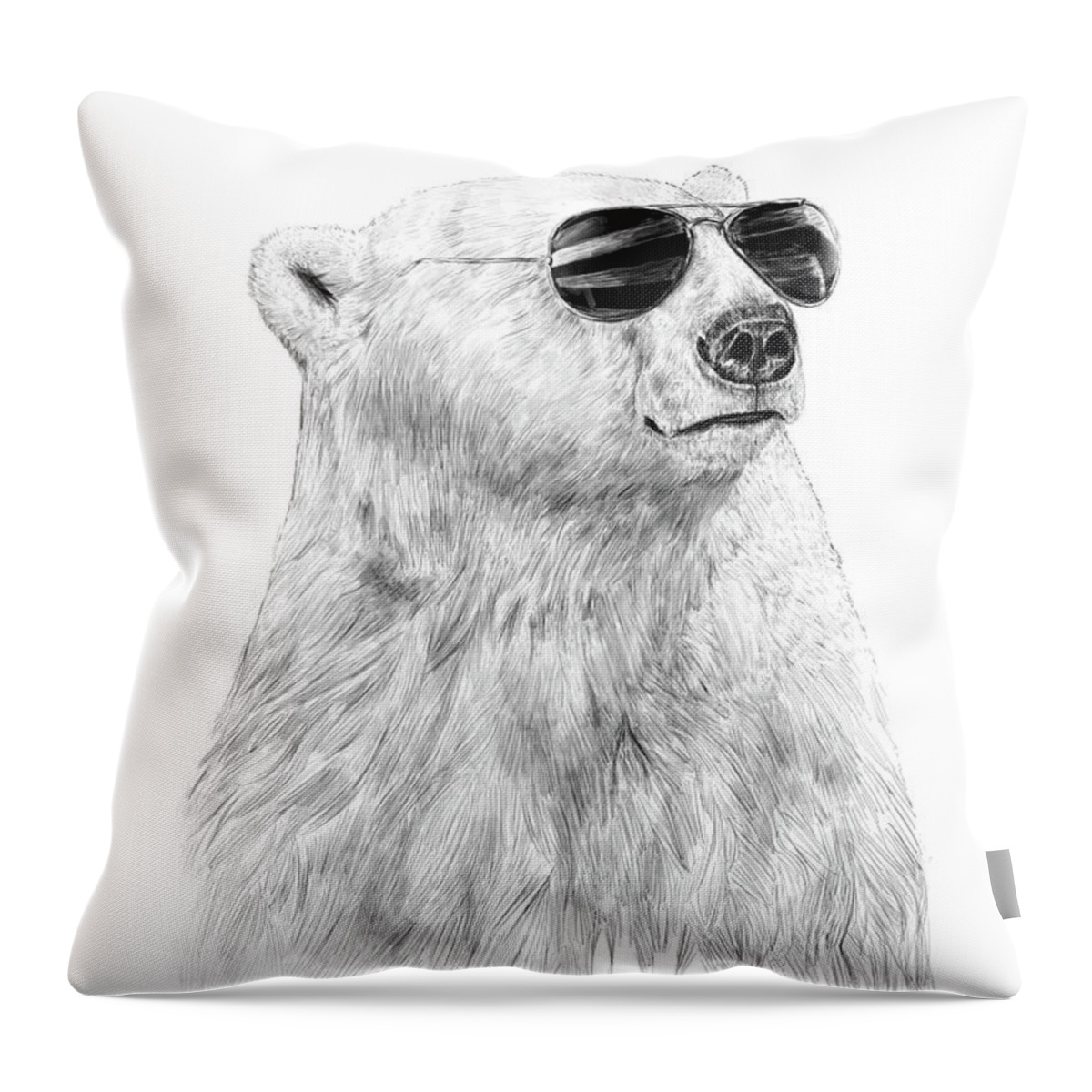 Polar Bear Throw Pillow featuring the drawing Don't let the sun go down by Balazs Solti