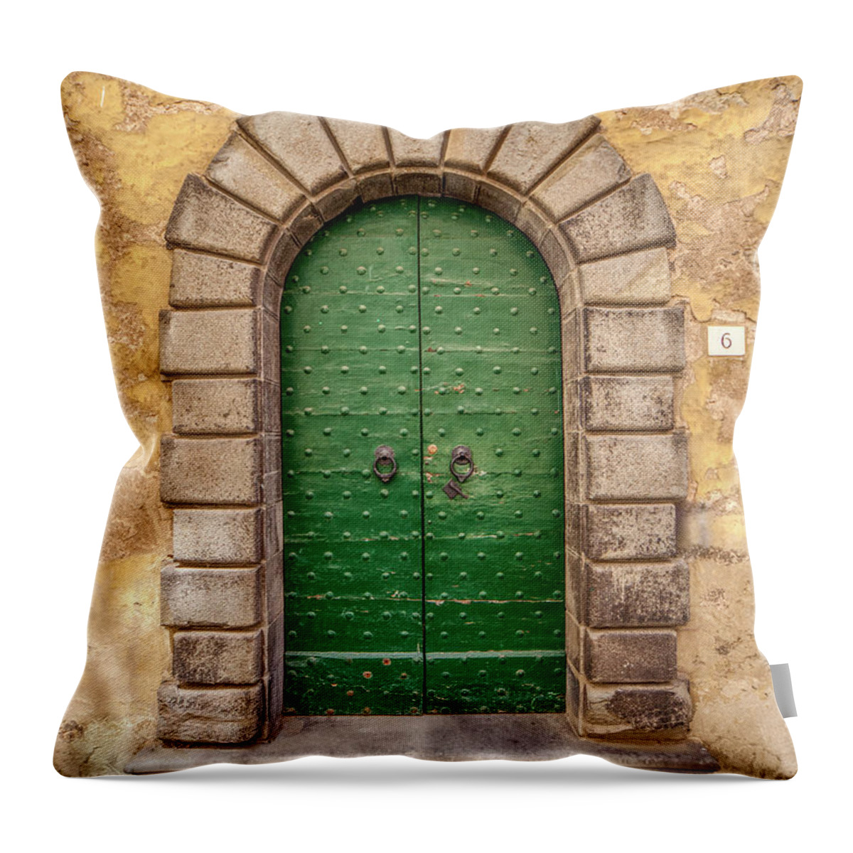 Tuscany Throw Pillow featuring the photograph Door Six of Cortona by David Letts