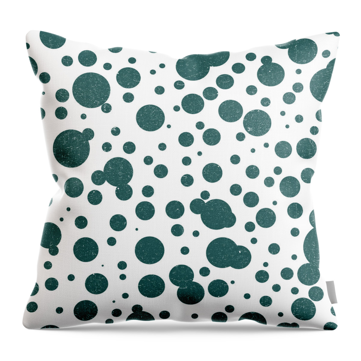Dots Pattern Throw Pillow featuring the mixed media Dots Pattern 1 - White, Blue - Ceramic Tile Pattern - Surface Pattern Design - Mediterranean Pattern by Studio Grafiikka