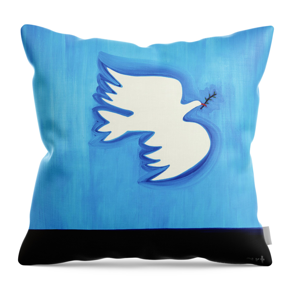 Dove With Leaf Throw Pillow featuring the painting Dove With Leaf by Cristina Rodriguez