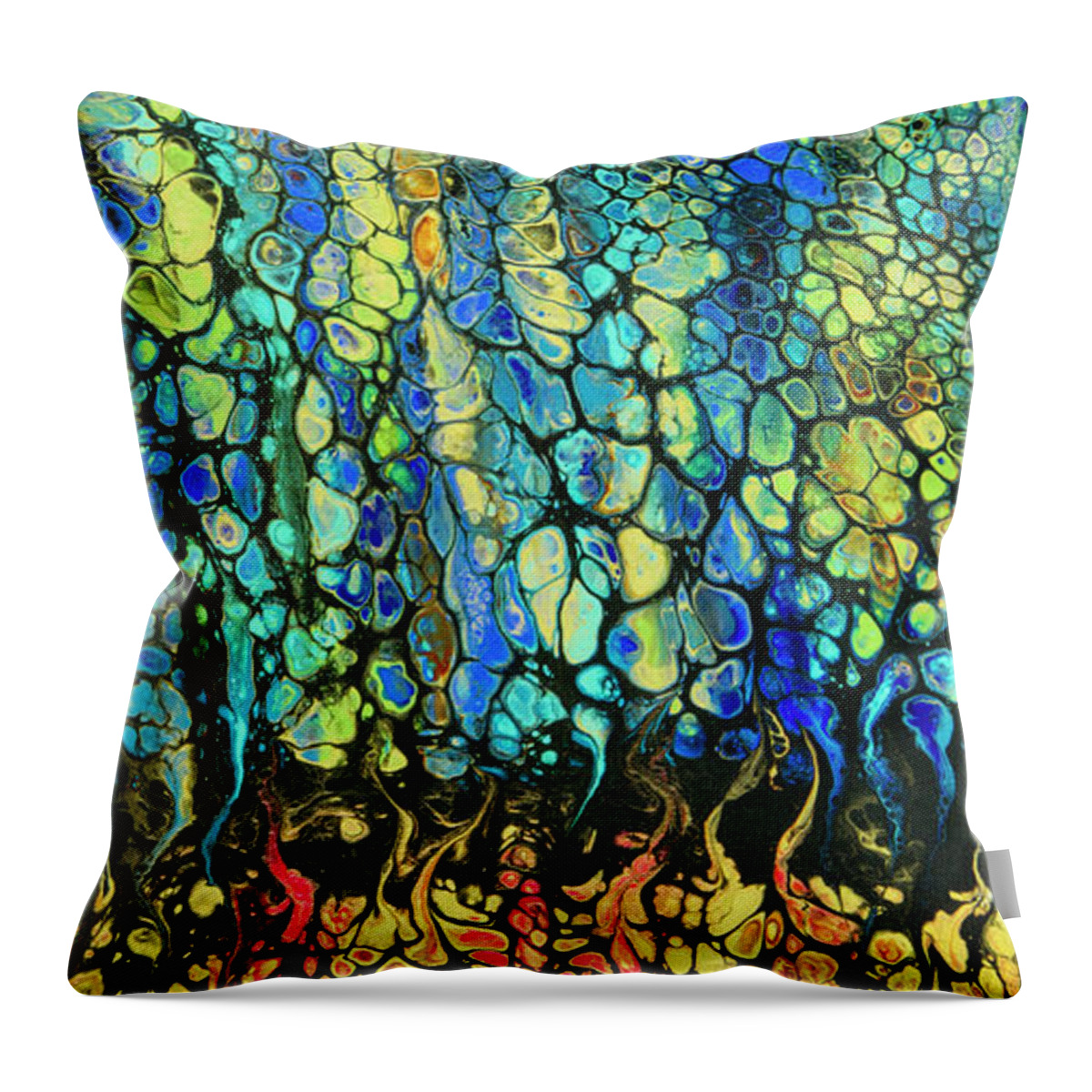 Abstract Throw Pillow featuring the painting Dragon Pebbles by Lucy Arnold