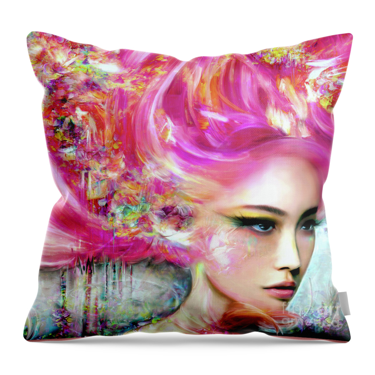 Portrait Throw Pillow featuring the digital art Dreams by Jaimy Mokos