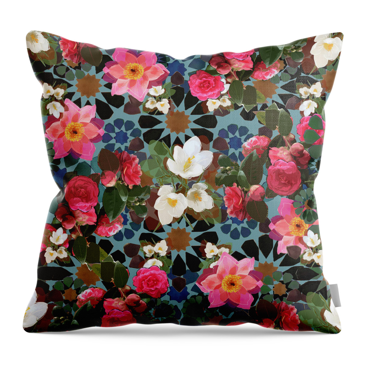 Alhambra Throw Pillow featuring the mixed media Dreams XII by Big Fat Arts