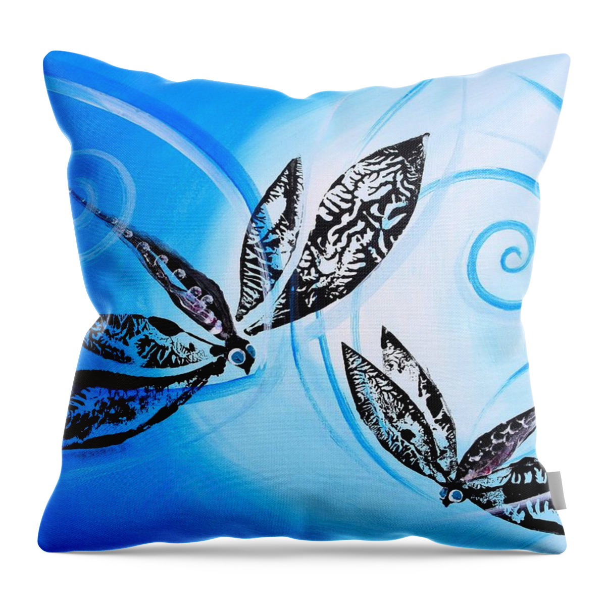 Dragonly Throw Pillow featuring the painting Duex Libellules Abstrait by J Vincent Scarpace
