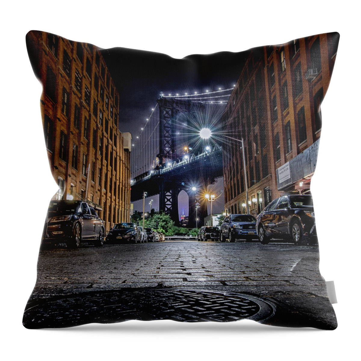 Manhattan Throw Pillow featuring the photograph DUMBO, New York City by Nicklas Gustafsson