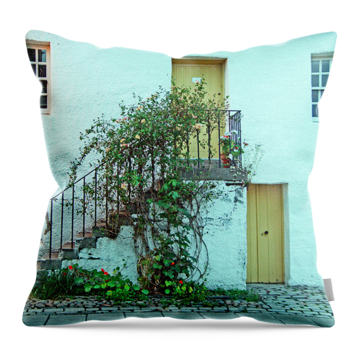 Scotland Throw Pillow featuring the photograph DUNKELD. The Cathedral Square. by Lachlan Main