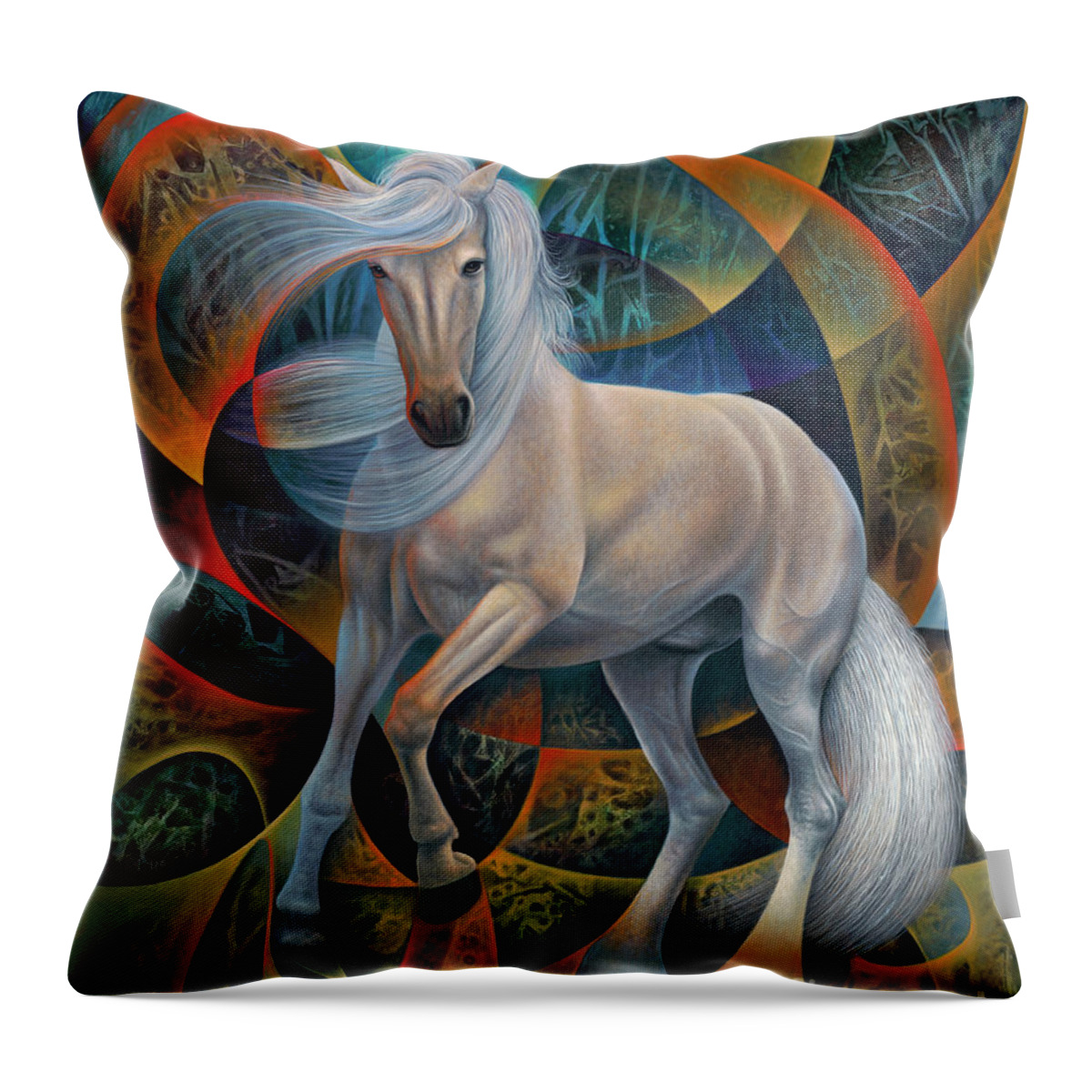 Horse Throw Pillow featuring the painting Dynamic Stallion by Ricardo Chavez-Mendez