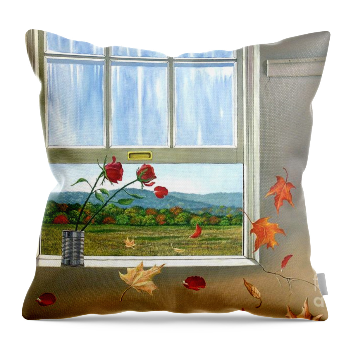Rose Throw Pillow featuring the painting Early Autumn Breeze by Christopher Shellhammer