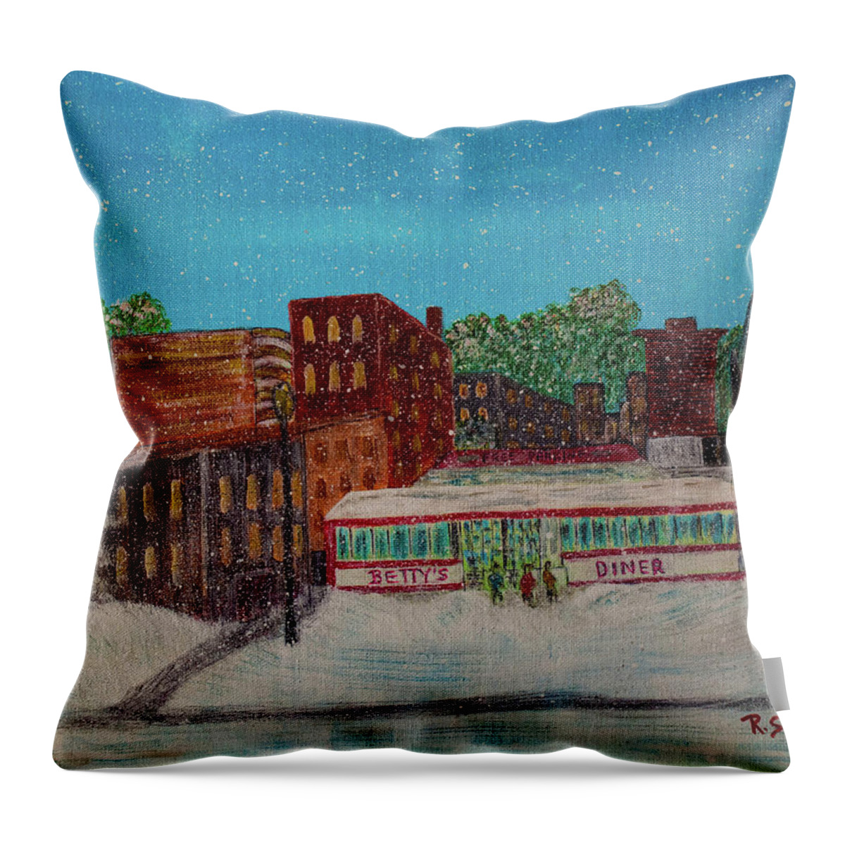 Snow Throw Pillow featuring the painting Early Snow by Randy Sylvia