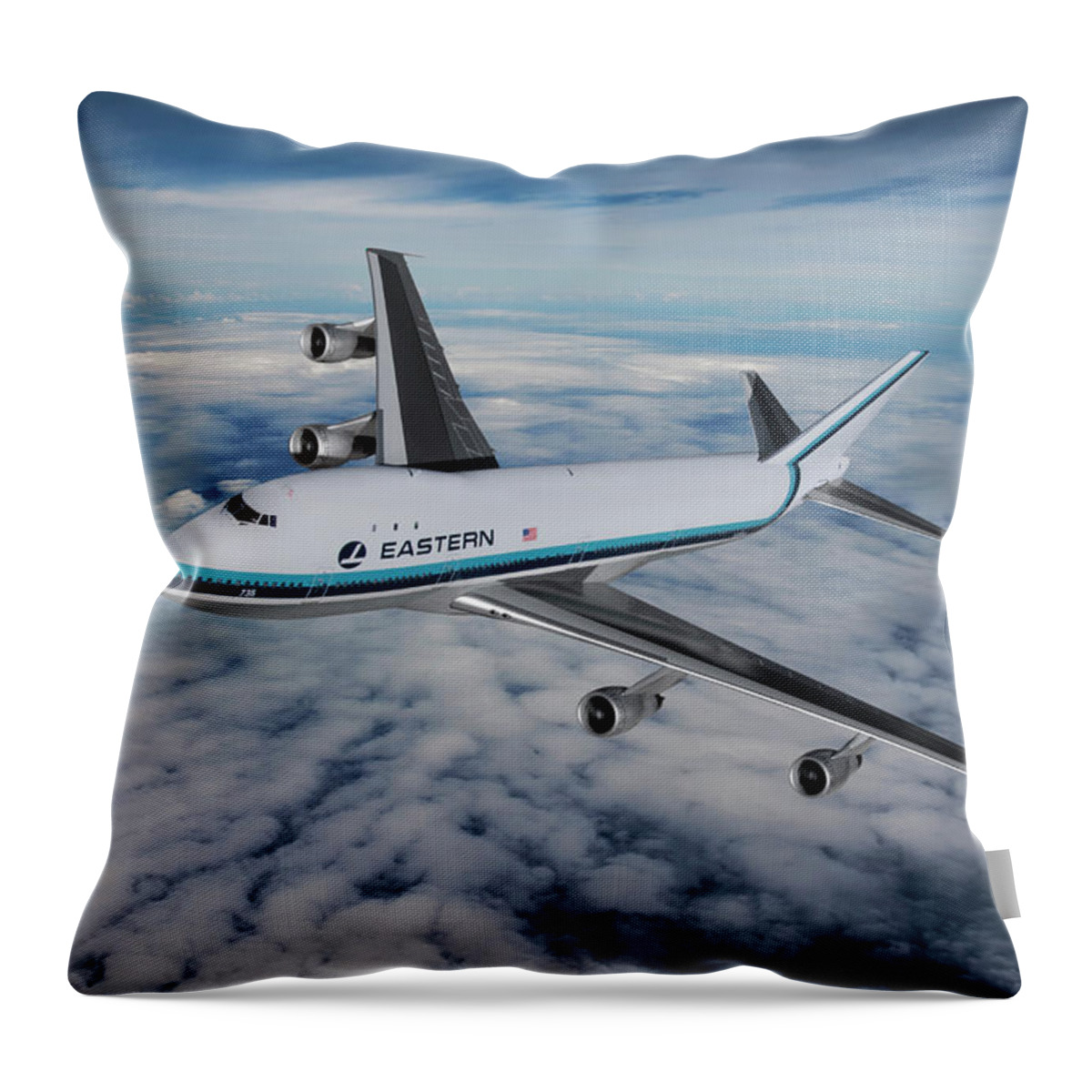 Eastern Airlines Throw Pillow featuring the digital art Eastern Airlines Boeing 747-121 by Erik Simonsen