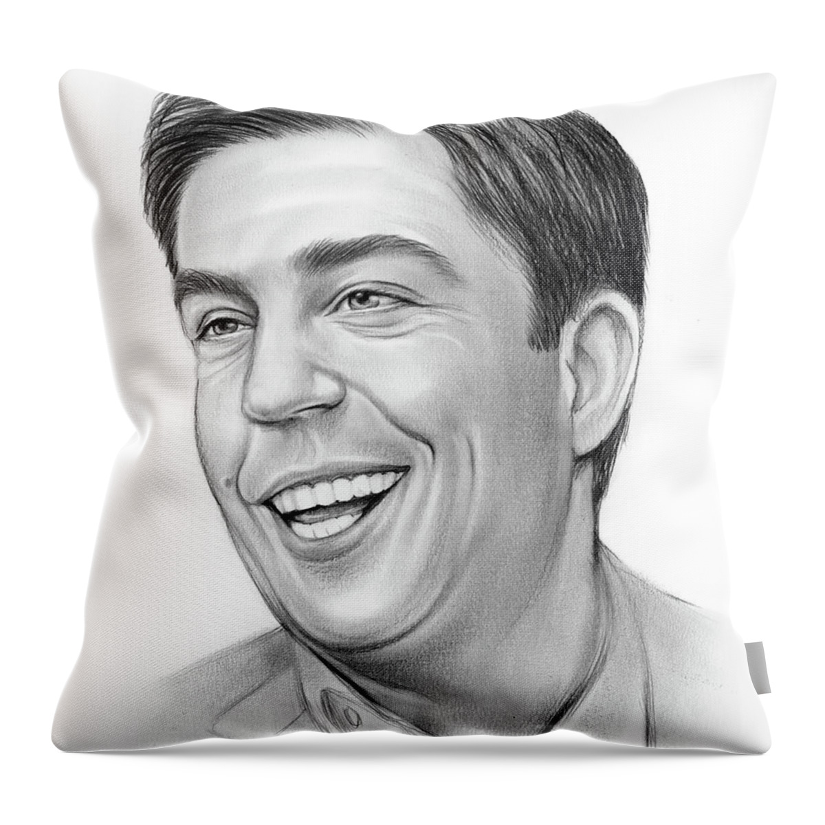 Sketch Of The Day... Throw Pillow featuring the drawing Ed Helms by Greg Joens