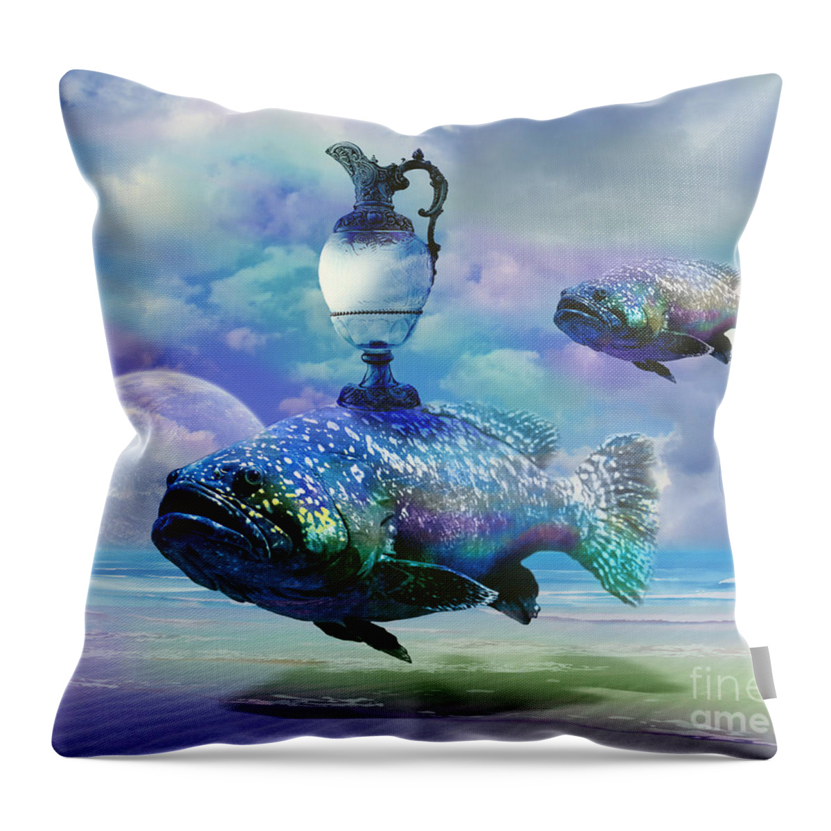 Fish Throw Pillow featuring the digital art Elixir of eternal life by Alexa Szlavics