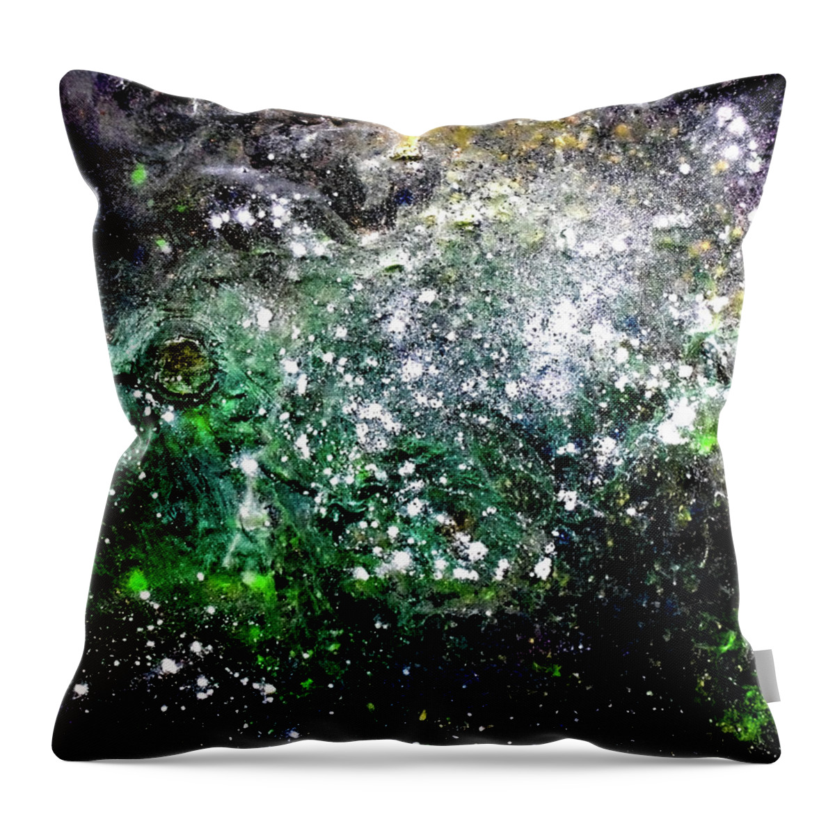 Space Throw Pillow featuring the photograph Emerald Nebula by Patsy Evans - Alchemist Artist