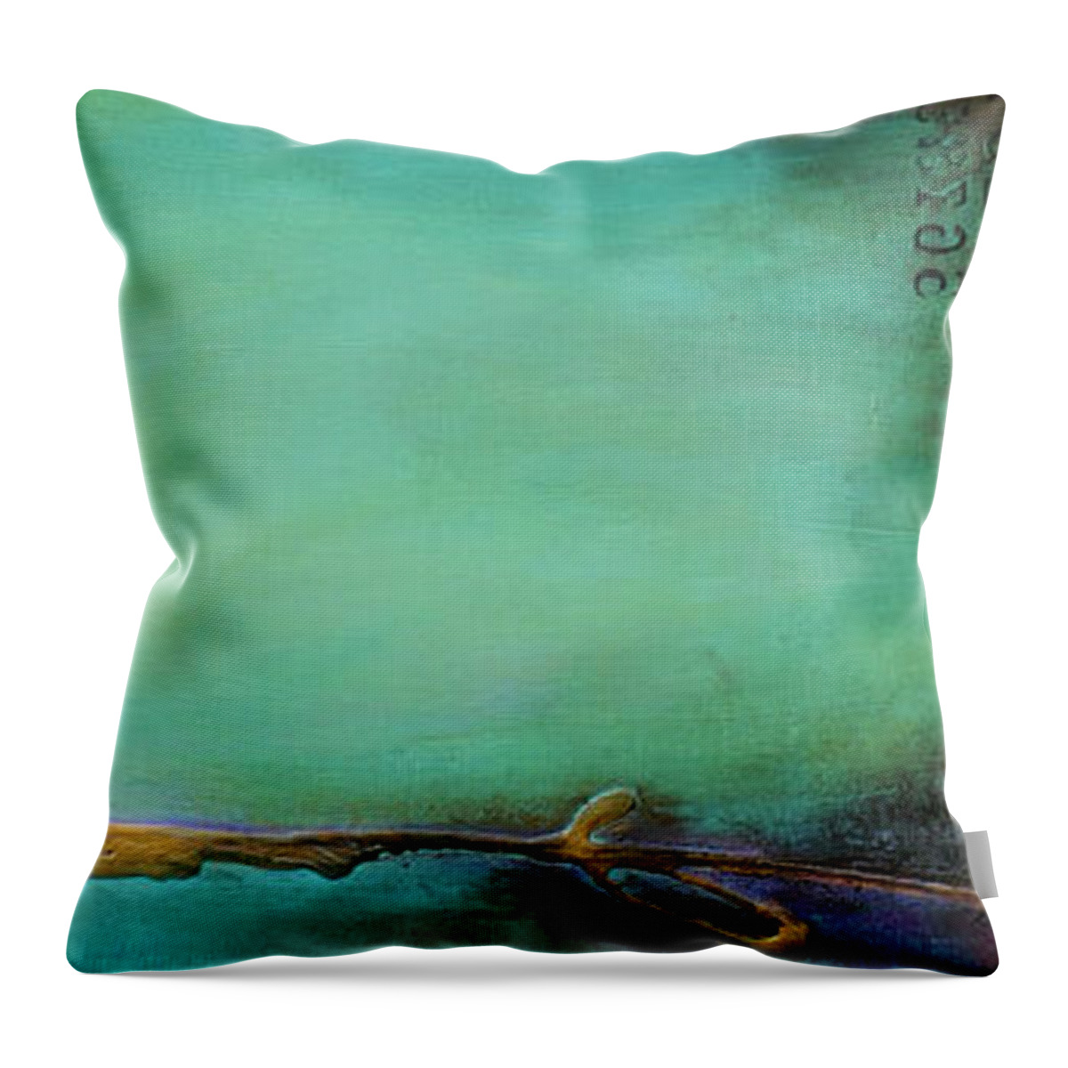 Abstract Throw Pillow featuring the painting Emeralds Bay II by Erin Ashley