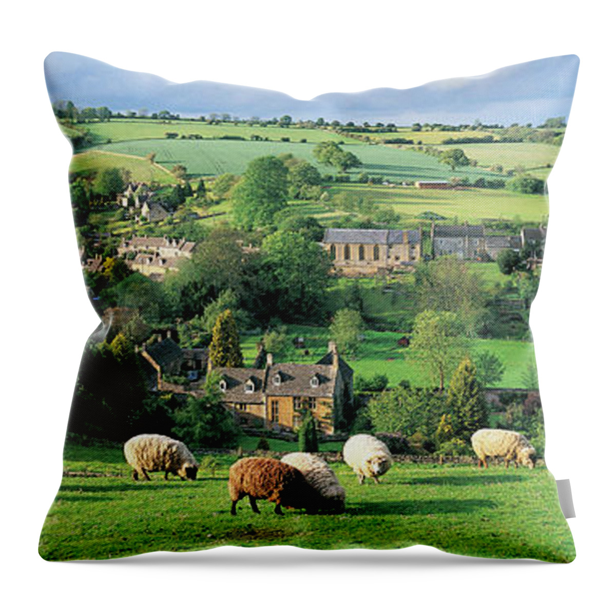 Scenics Throw Pillow featuring the photograph England, Gloucestershire,  Cotswolds by Peter Adams