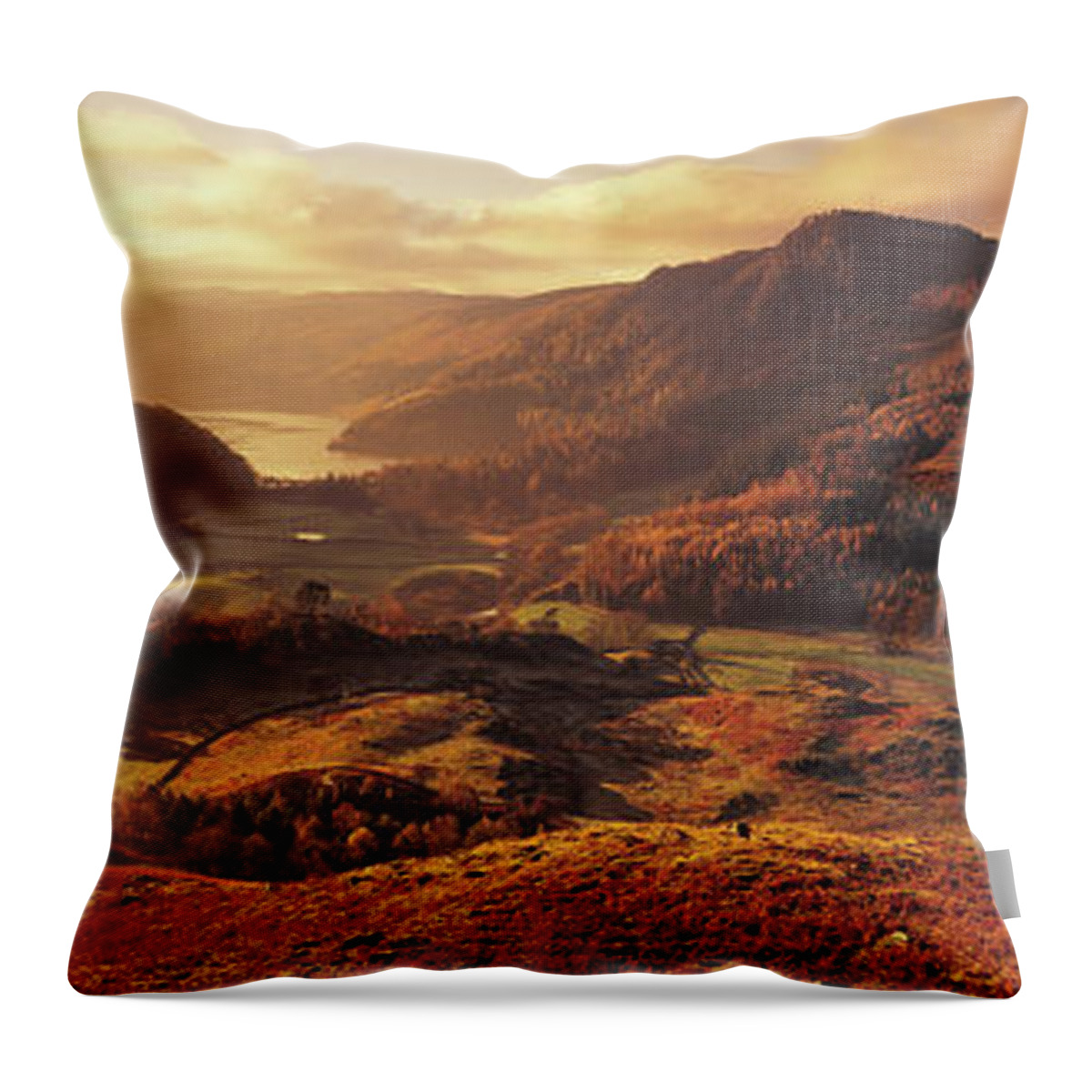 Scenics Throw Pillow featuring the photograph England, Lake District, Thirlmere by Peter Adams