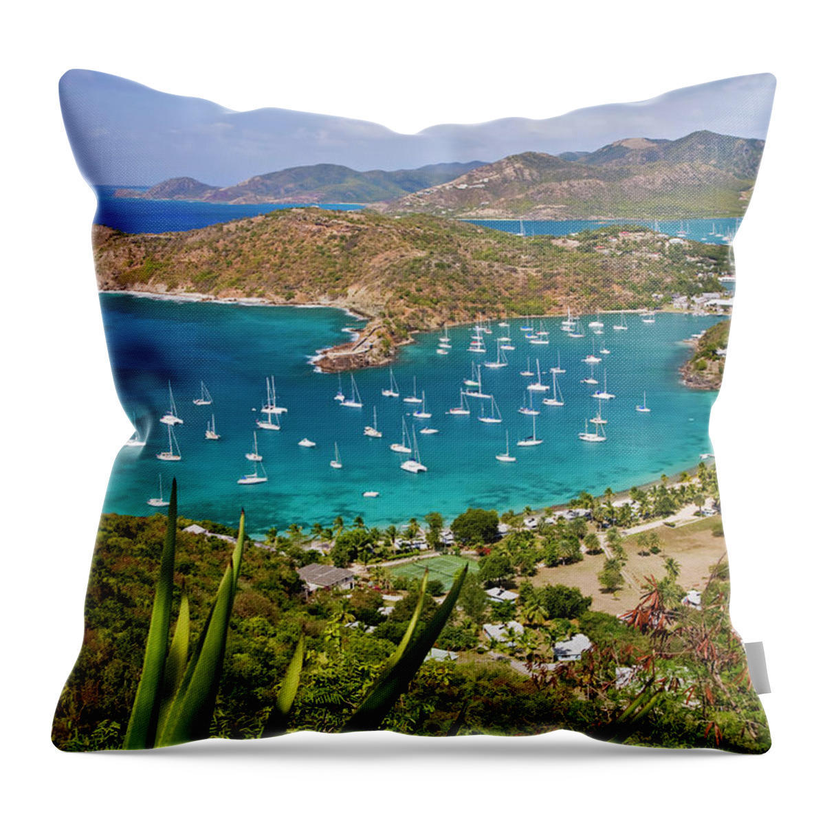 Water's Edge Throw Pillow featuring the photograph English Harbour, Antigua by Cworthy