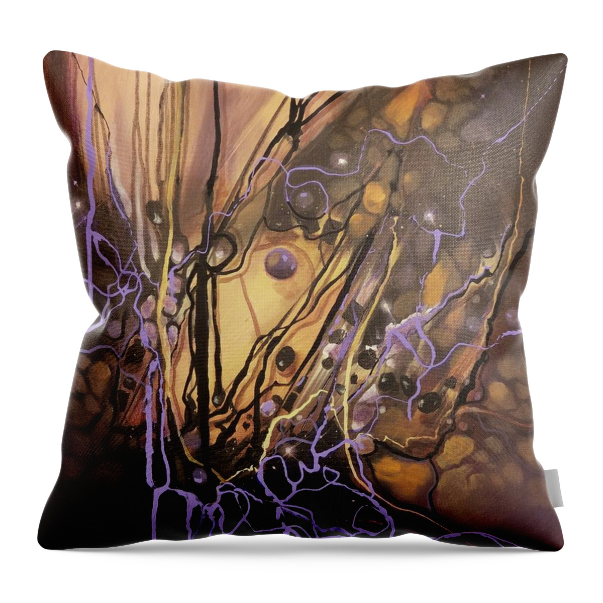Abstract Throw Pillow featuring the painting Entanglements by Tom Shropshire