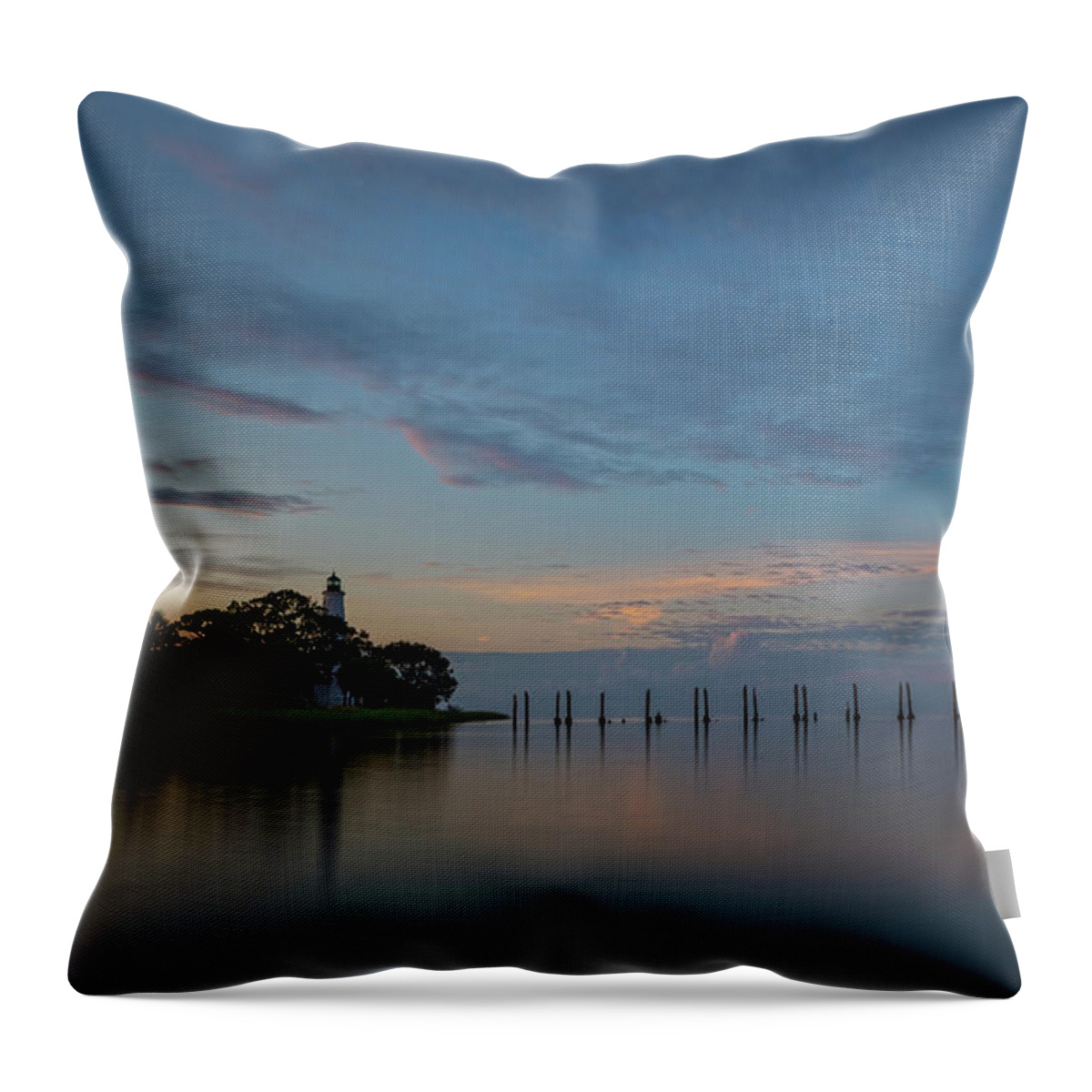 Sunrises Throw Pillow featuring the photograph Epic Lighthouse Sunrise by DB Hayes
