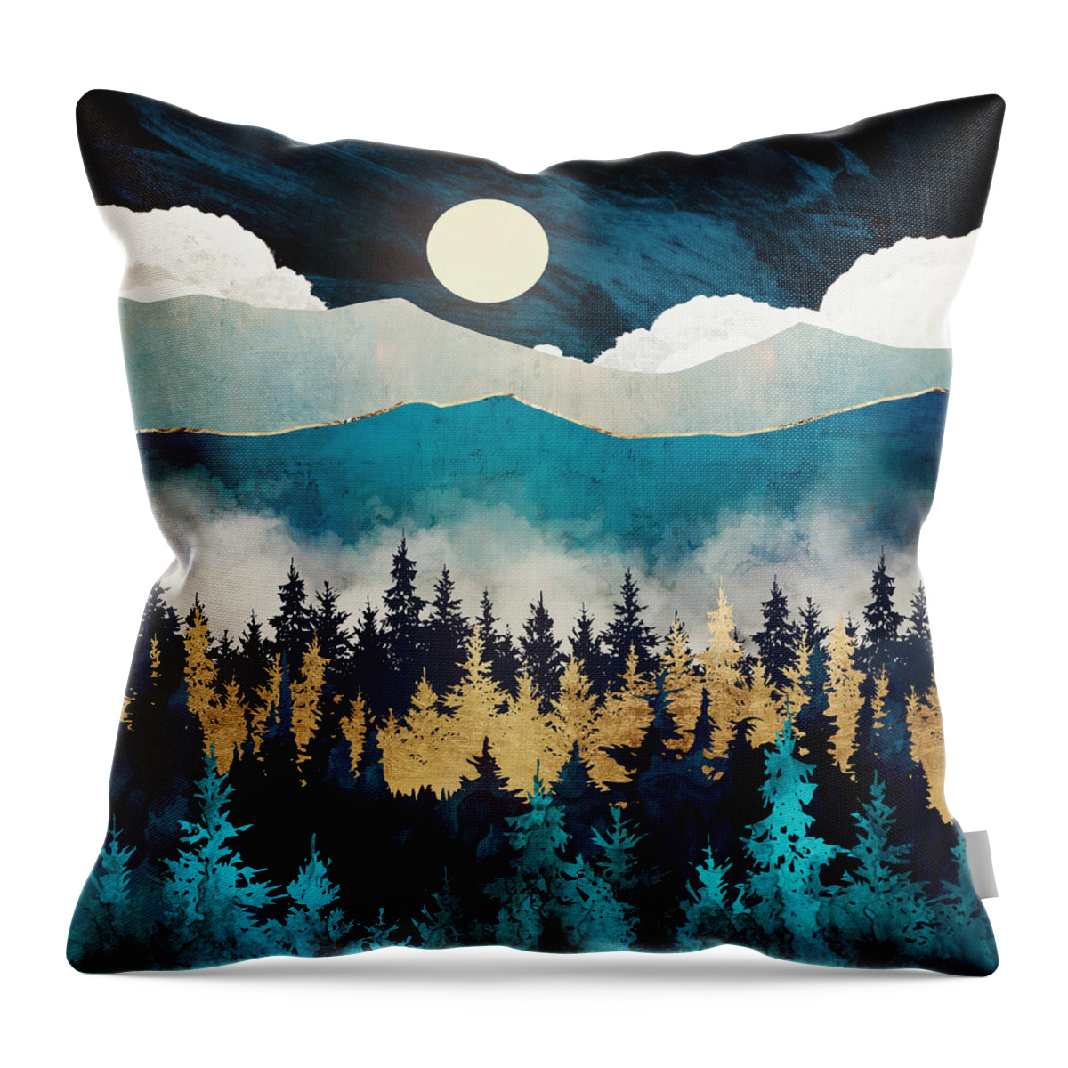 Mist Throw Pillow featuring the digital art Evening Mist by Spacefrog Designs