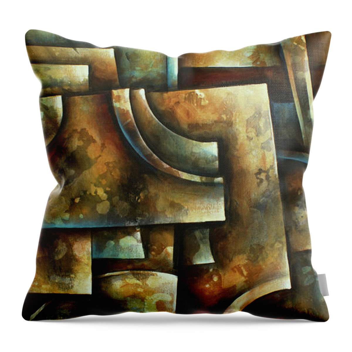 Abstract Throw Pillow featuring the painting Evolution of Space 2 by Michael Lang