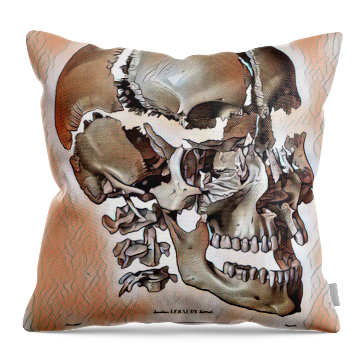 Skull Throw Pillow featuring the digital art Exploding Skull by Jackie MacNair