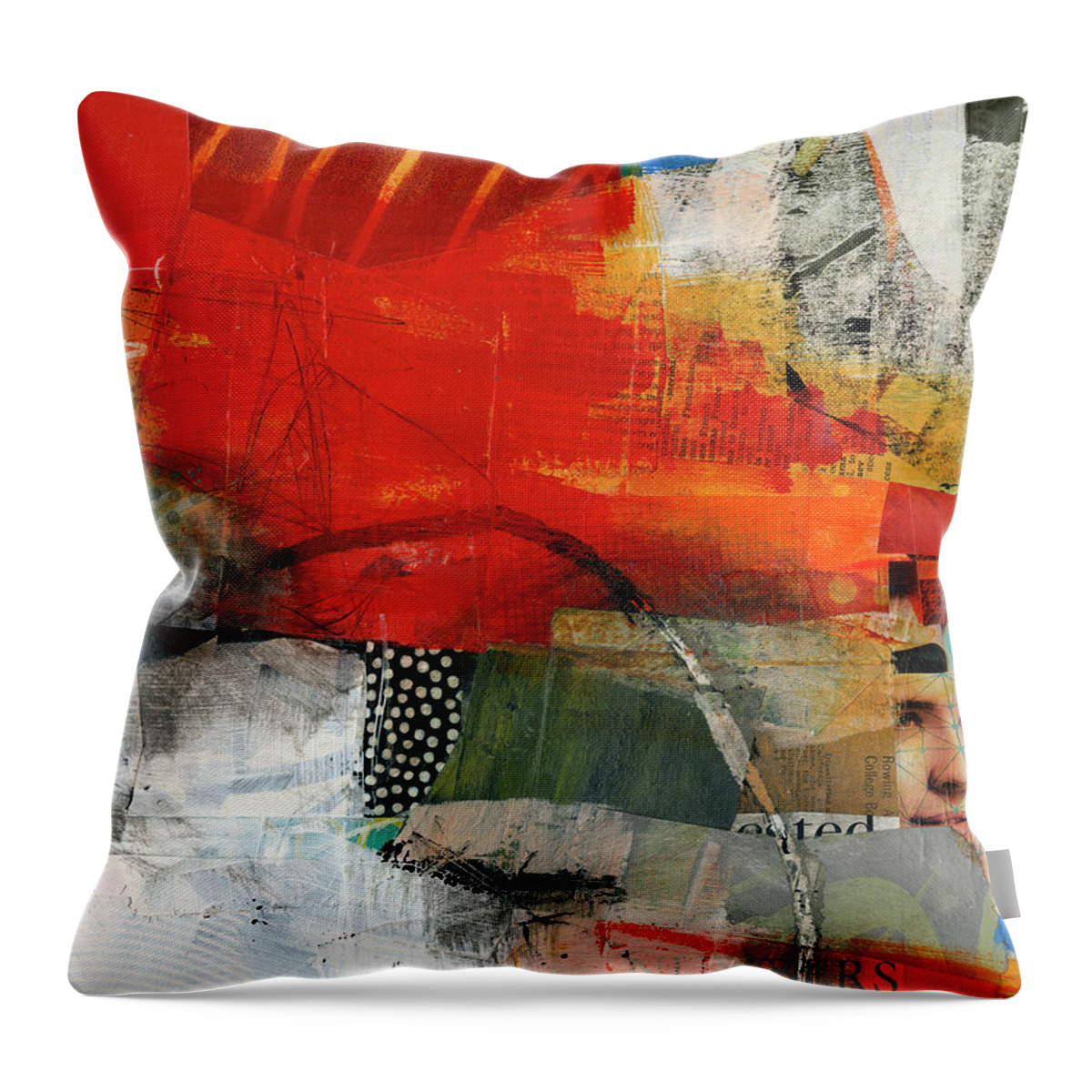 Abstract Art Throw Pillow featuring the painting Fact Check #8 by Jane Davies
