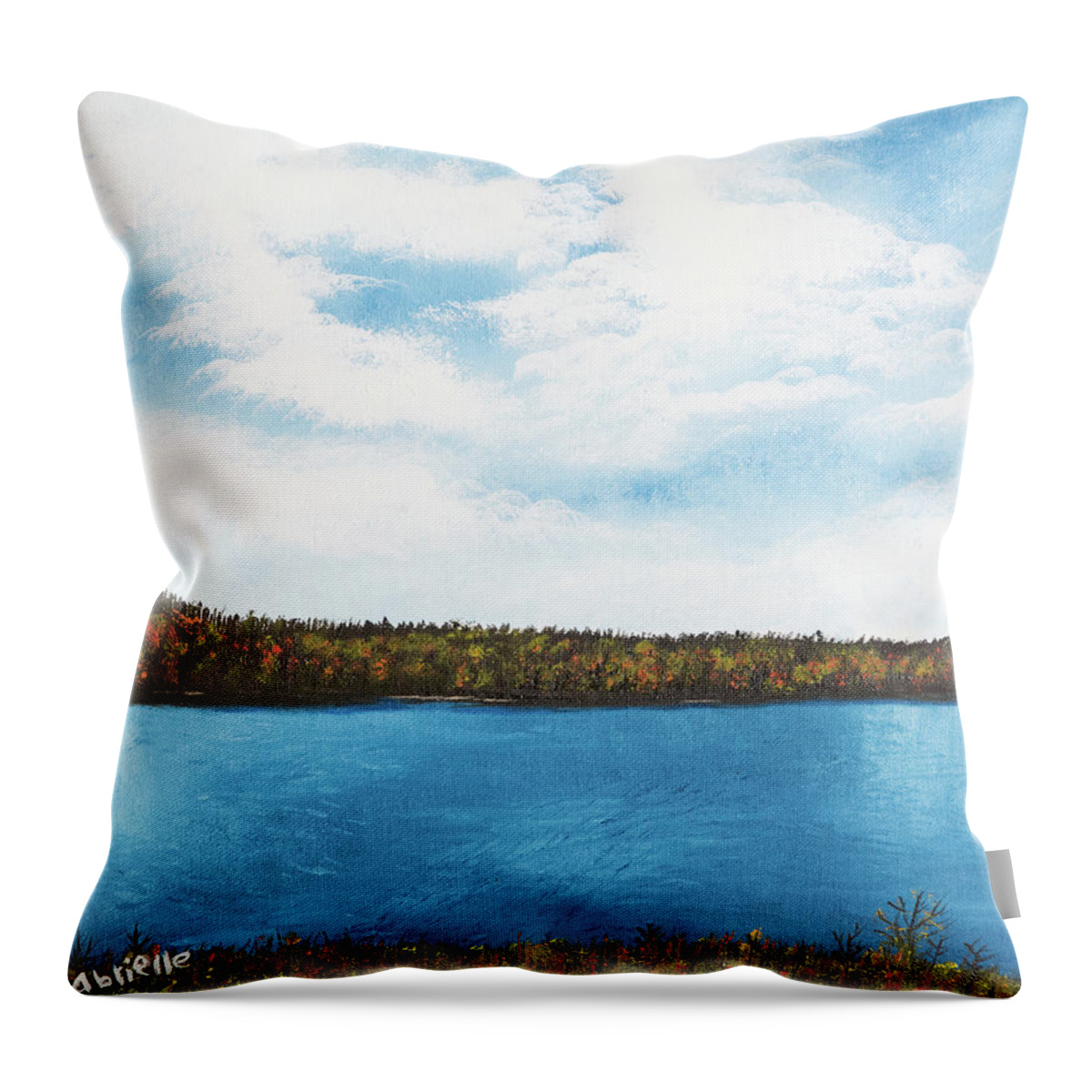 Landscape Throw Pillow featuring the painting Fall In Itasca by Gabrielle Munoz