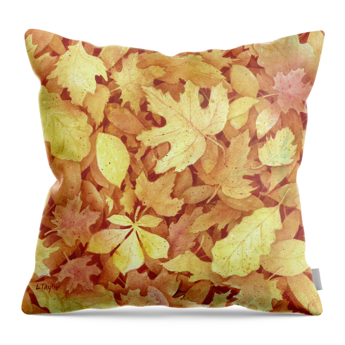 Fall Throw Pillow featuring the painting Fallen Leaves by Lori Taylor