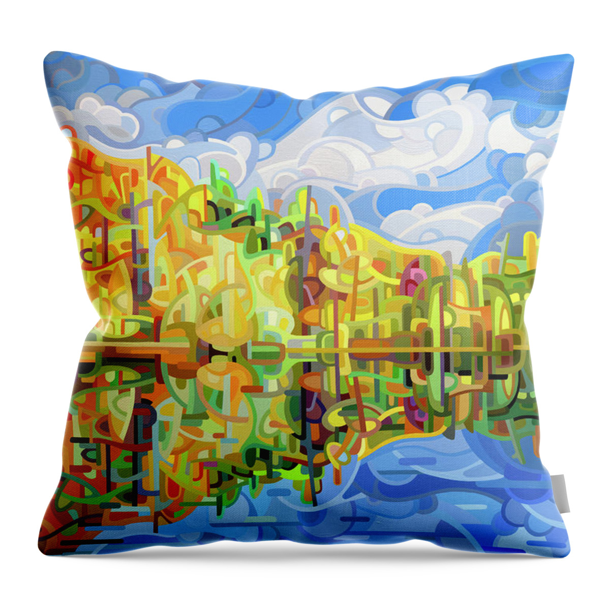 Abstract Throw Pillow featuring the painting Falling by Mandy Budan