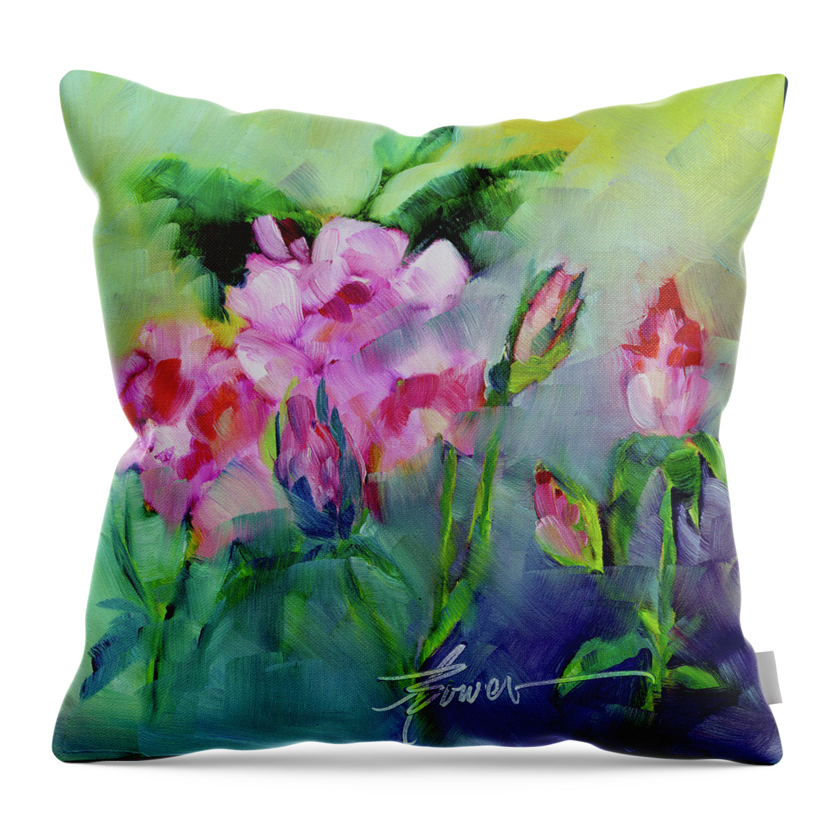 Roses Throw Pillow featuring the painting Fantasy by Adele Bower