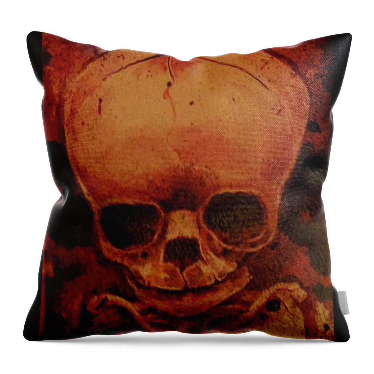 Ryanalmighty Throw Pillow featuring the painting Fetus Skeleton #1 by Ryan Almighty