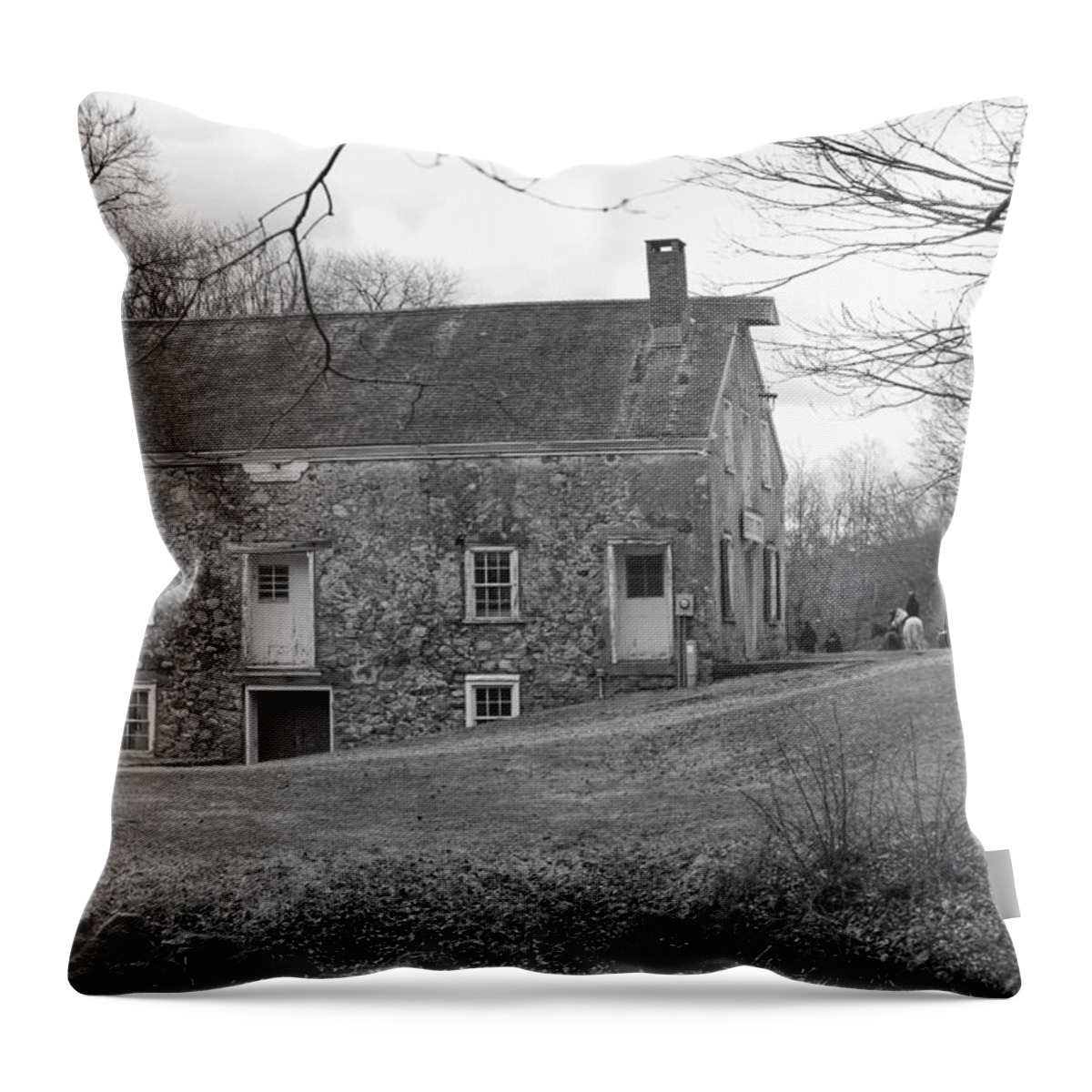 Waterloo Village Throw Pillow featuring the photograph Smith's Store on the Hill - Waterloo Village by Christopher Lotito