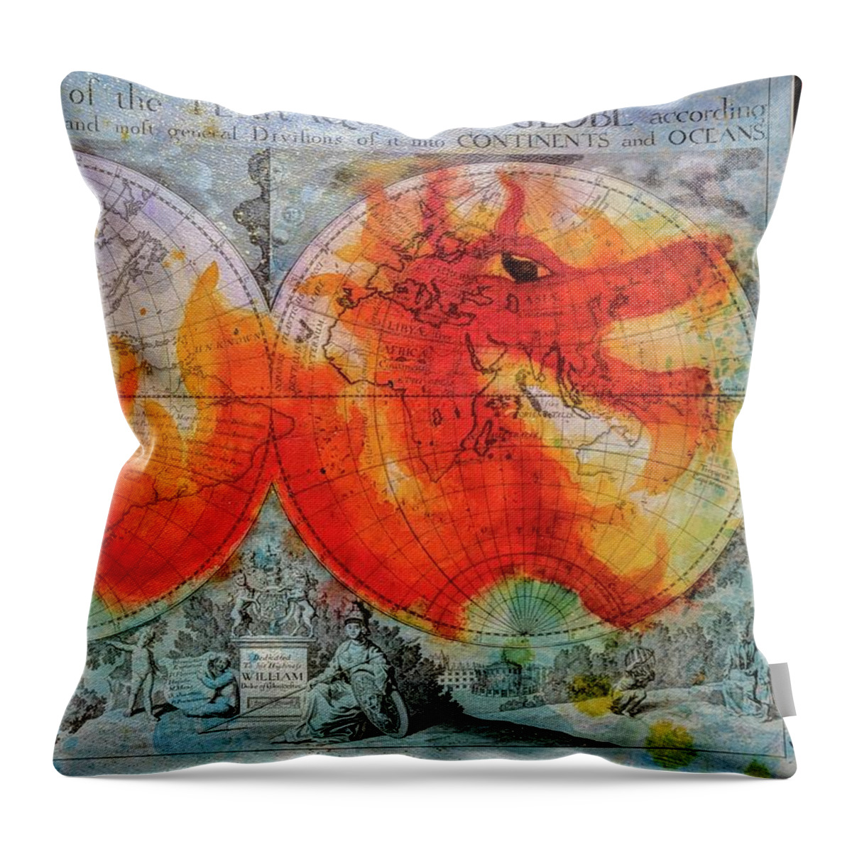 Red Throw Pillow featuring the painting Fire Dragon by Misty Morehead