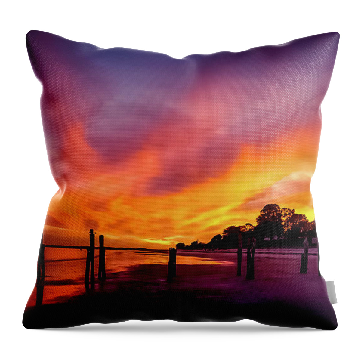 Sunset Throw Pillow featuring the photograph Fire on the sky by Lilia D