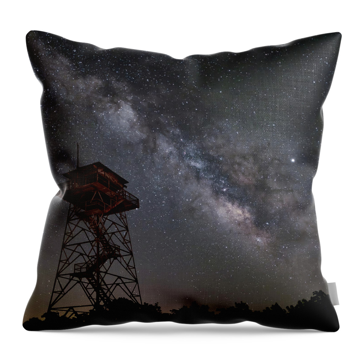 Milky Way Throw Pillow featuring the photograph Fire Tower by James Barber