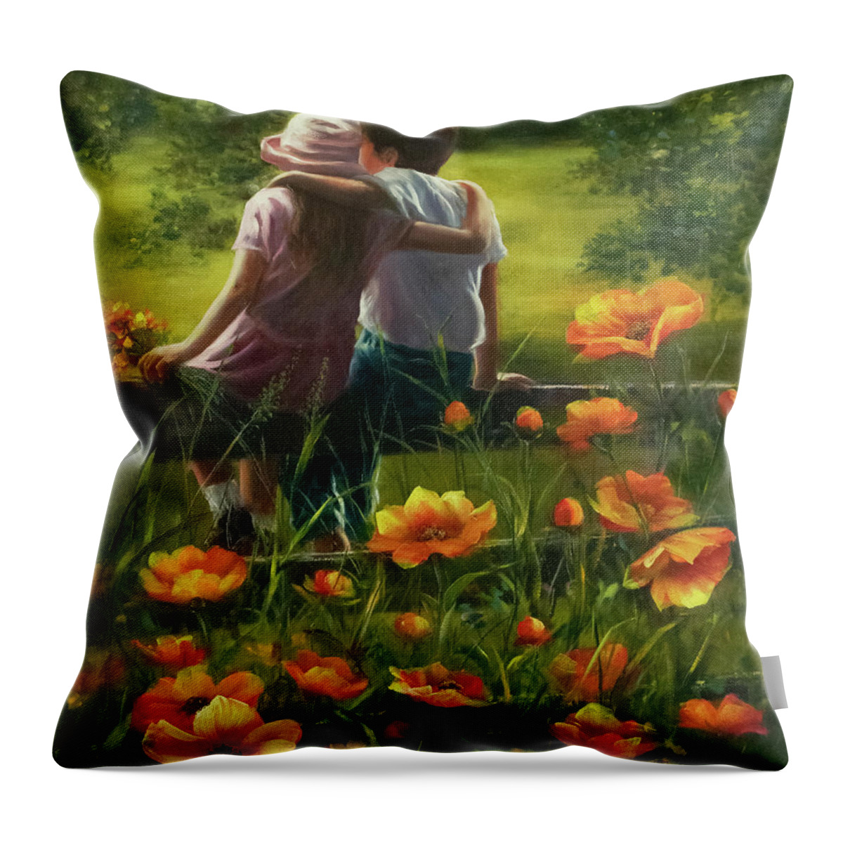 Children Throw Pillow featuring the painting First Love by Lynne Pittard