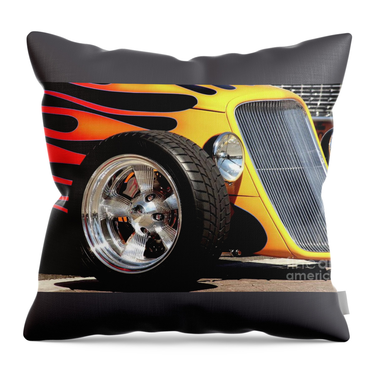 Hot Rod Throw Pillow featuring the photograph Flames by Terri Brewster