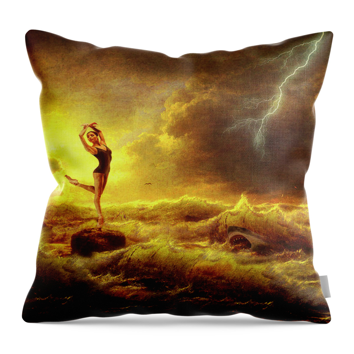 Dancer Throw Pillow featuring the digital art Flirting With Disaster by Mark Allen