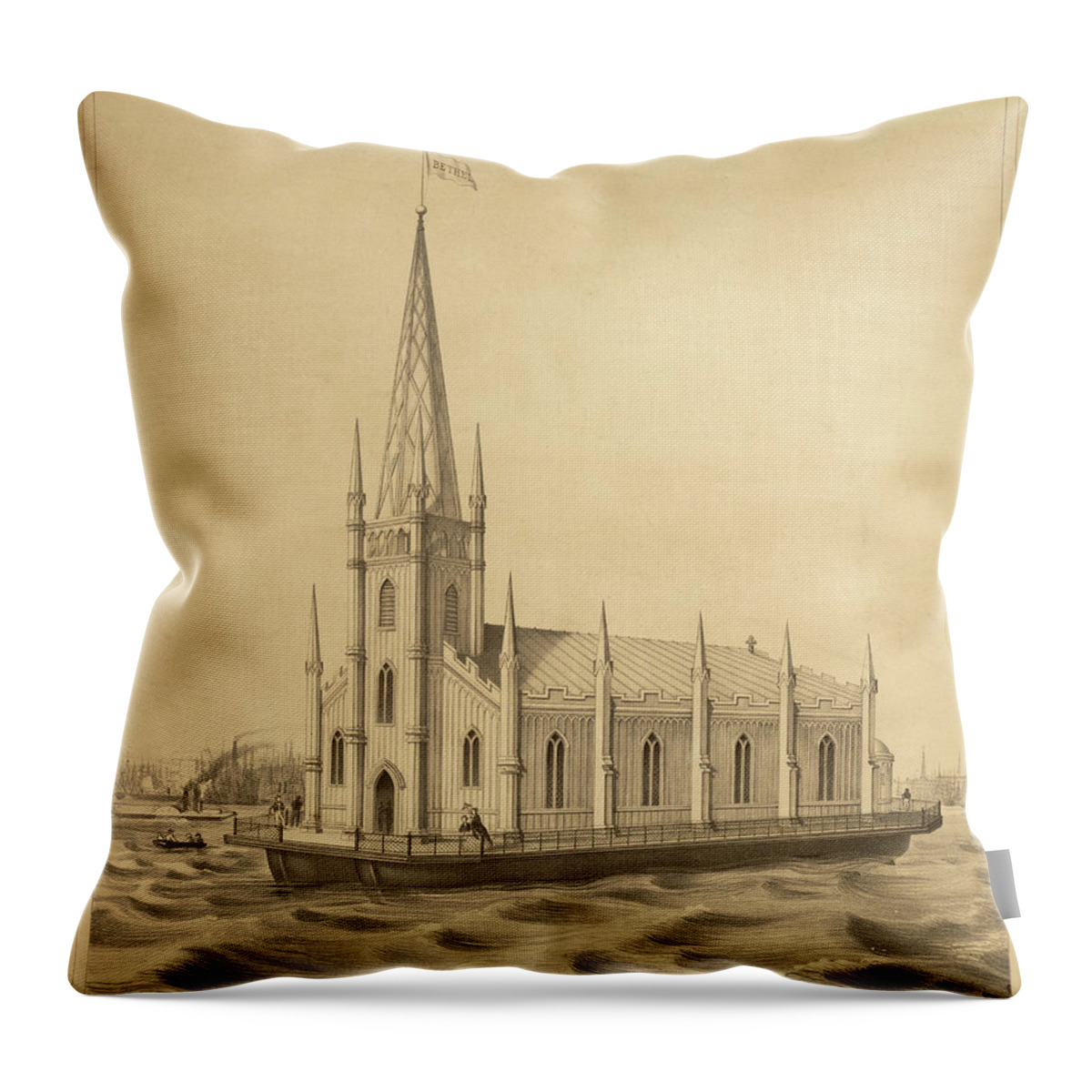 Church Throw Pillow featuring the mixed media Floating Church of The Redeemer by Dennington