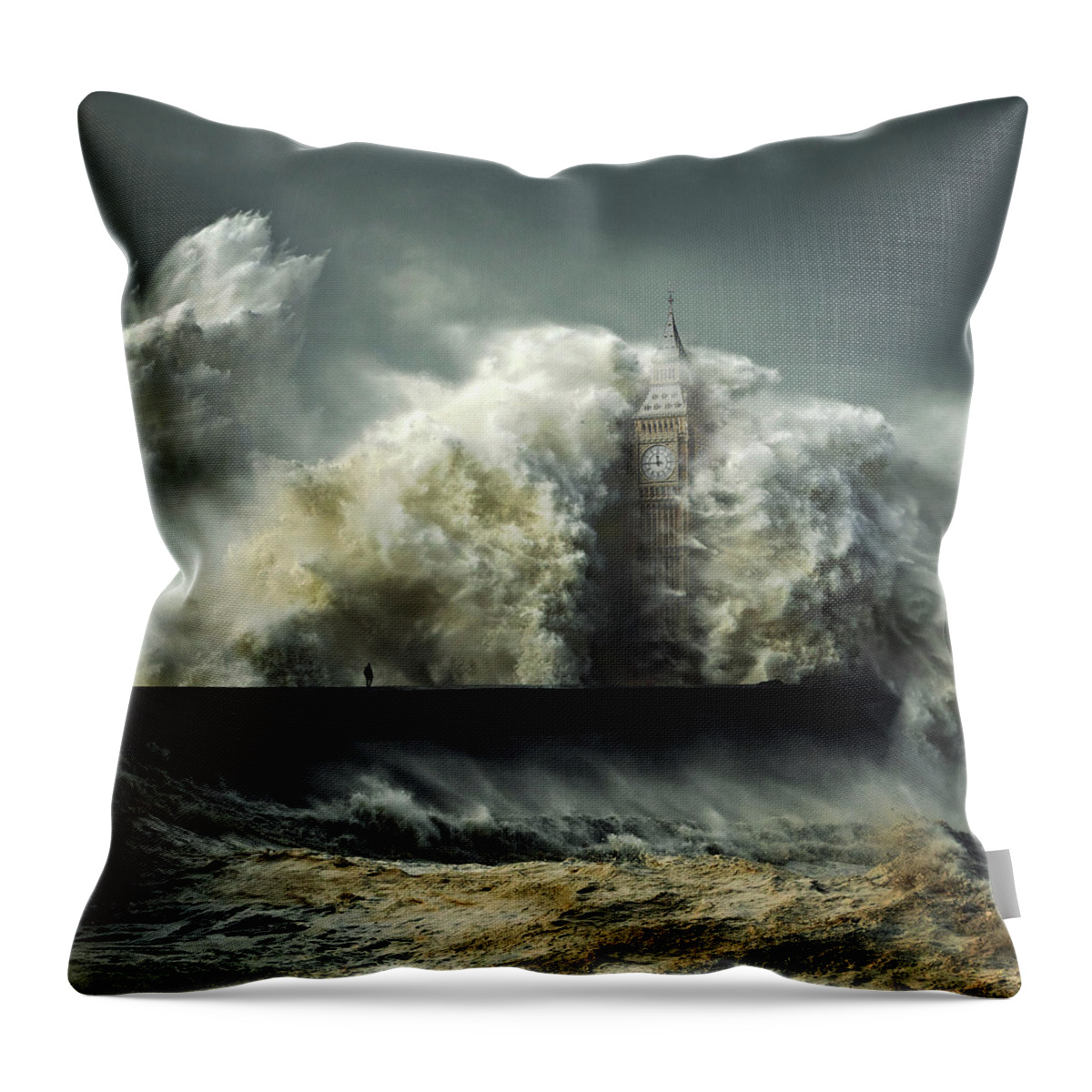 Photo Manipulation Throw Pillow featuring the digital art Flood by Zoltan Toth