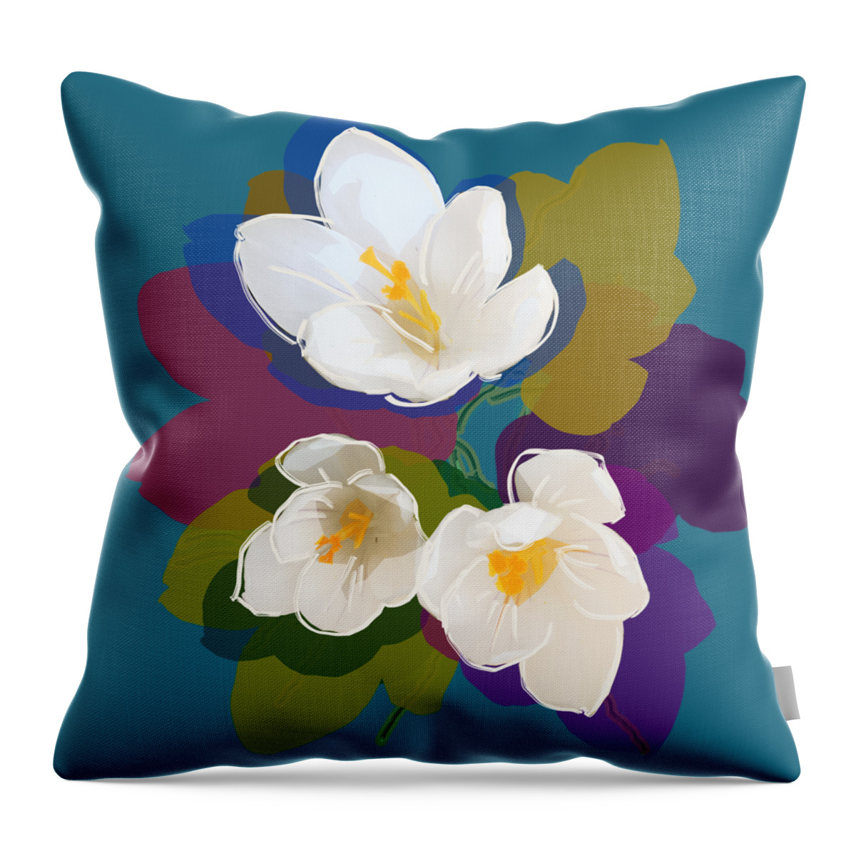 Flowers Throw Pillow featuring the mixed media Flower Blossom THREE by Big Fat Arts